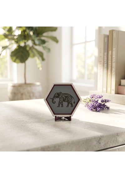 Sanatsal Fil Desenli Masaüstü Dekoru Ev Ve Ofisiniz İçin Modern Ve Butik Bir Hediye Alternatifi 10x10 Cm, Kül Gri