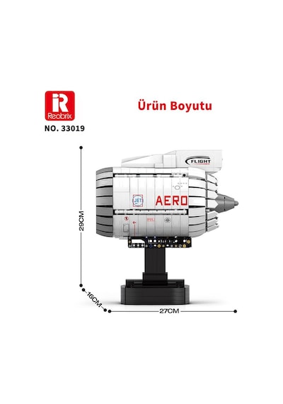 Reobrix Technic 33019 Uçak Motoru Aircraft Engine Batarya&motorlu Yaratıcı Yapı Blok Seti Building Blocks - 1813 Parça