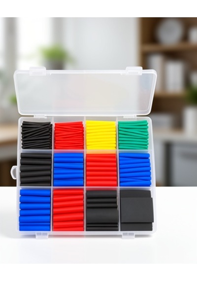 560 Parça Kablo İzolasyon Makaron Seti 12 Ölçü 5 Renk Heat Shrink Tube Organizer Kutulu Diğer