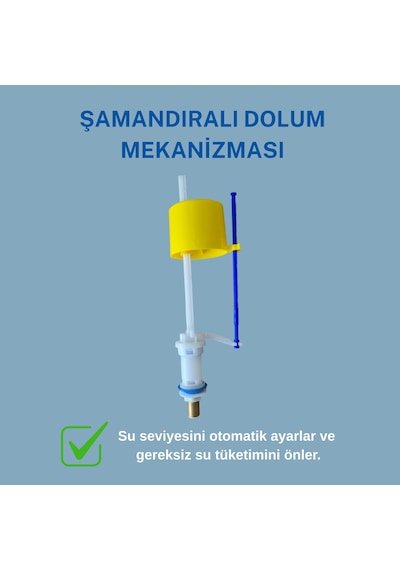 Wasseberg Rezervuar İç Takımı Tam Set Şamandıralı Dolum Ve Boşaltma Mekanizması, Pirinç Su Giriş Bağlantılı, Sızdırmaz Conta Ve Montaj Aparatları Dahil Açık Ahşap