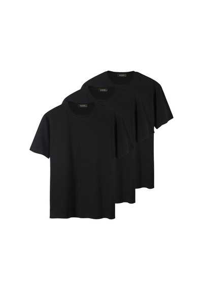 3'li Basic Siyah Oversize T-shirt Paketi Siyah1