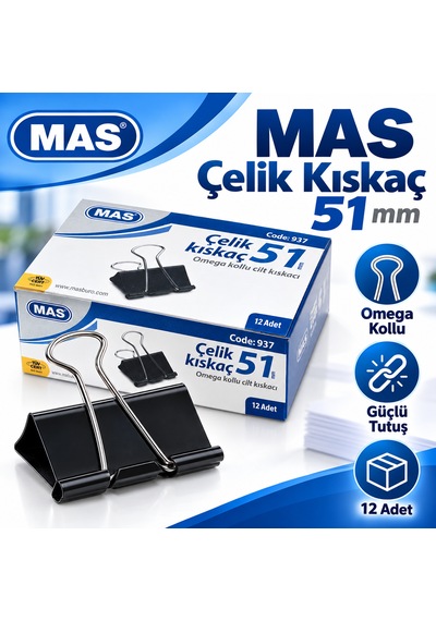 Mas 937 Çelik Kıskaç 51 Mm Omega Kollu 12 Adet Natural