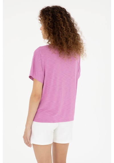 U.S. Polo Assn.  Kadın Pembe Bisiklet Yaka Tişört 50284355-VR037