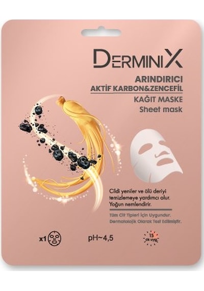 Derminix Aktif Karbon & Zencefil Arındırıcı Kağıt Yüz Maskesi