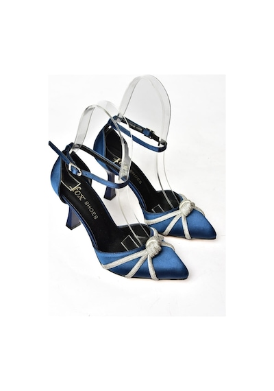Fox Shoes S246061904 Lacivert Saten Kumaş Taşlı Ayakkabı Lacivert