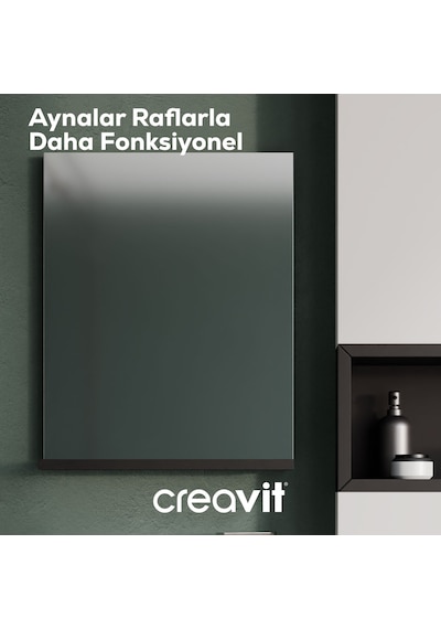 Creavit Elmas Ayna Ve Etajer 45 Cm Beyaz-parlak Belly Em1045.01.bl