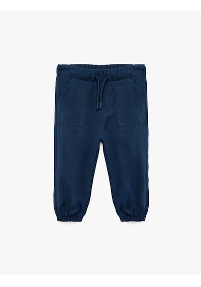 Koton Pamuklu Beli Bağcıklı Modal Karışımlı Basic Jogger Pantolon Lacivert 6smb40068tw Lacivert