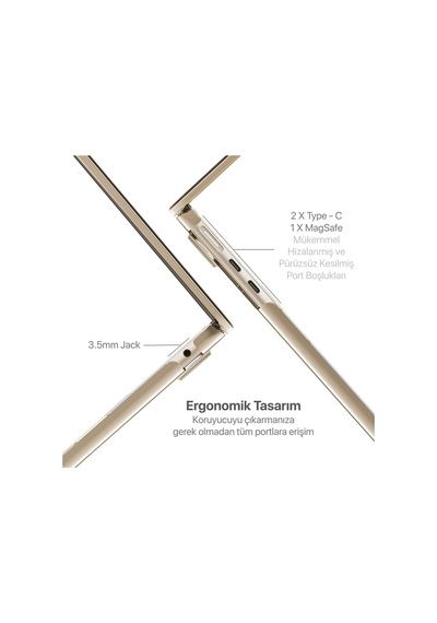 Macbook Air M5/m4/m3/m2 13.6 İnç İle Uyumlu Kılıf Şeffaf, 13.6 İnç Belirtilmemiş