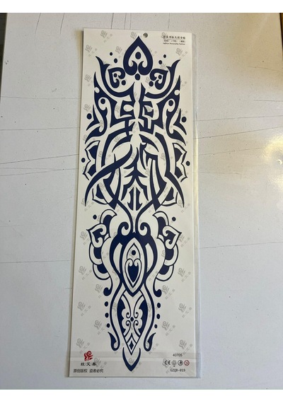 Tribal Çizgi 3 Hafta Kalıcı Tam Kol Bacak Kaplama Yapıştırma Geçici Dövme 46 Cm