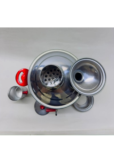 Vezir-iş 4 Litre Kömürlü Semaver Kırmızı Kulp