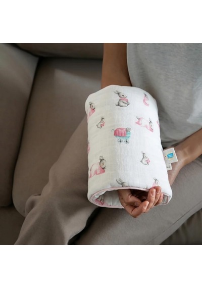 % 100 Pamuk Pratik Silindir Emzirme Kol Destek Yastığı - Bébé Lapin Rose Sldyas-blr-000std