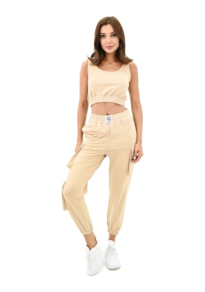 Koza Butik Kadın Askılı Crop Bluz Detaylı Eşofman Takımı 3715-23 001