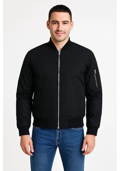 Defymoda Ön Arka Bomber Ceket - Siyah