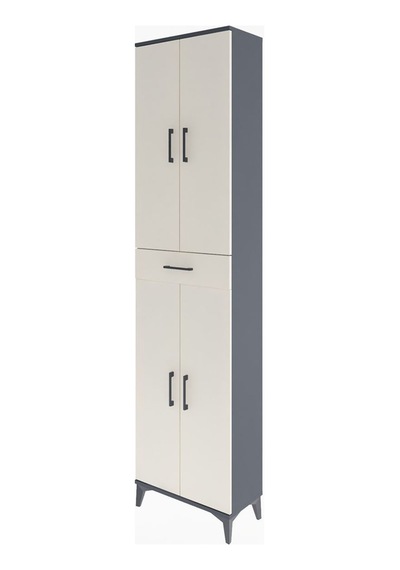 Arges Dolap 5 Raflı Tek Çekmeceli 4 Kapaklı 60x30x243 Antrasit-aytaşı Antrasit