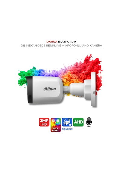 Hac-b1a21p-u-ıl-a Bullet Kamera 1080p 30m Renkli Gece Görüş Dahili Mikrofon Ahd Ip67