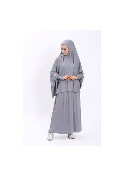 Zahranur Asya Model Namaz Elbisesi -gri Gri