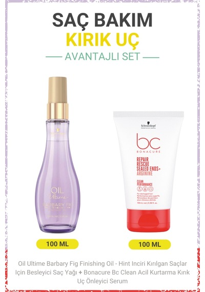 Barbary Fig Finishing Oil - Besleyici Saç Yağı + Bc Clean Acil Kurtarma Kırık Uç Önleyici Serum