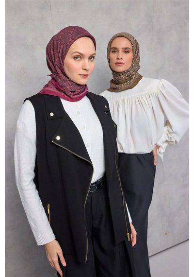 Silk Home Viskon Velora Eşarp Dört Mevsim Yonca Desen Magenta 90x90 Çok Renkli