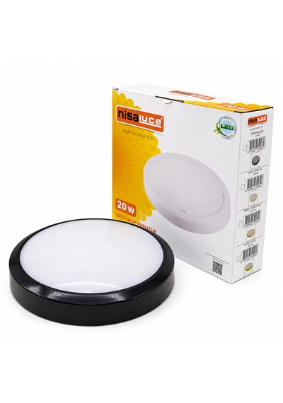 20w Siyah Metal Kasa Sıva Üstü Yuvarlak Ledli Glop Armatür Ip20 6500k - 1800lm E1212/s 4915 Abanoz