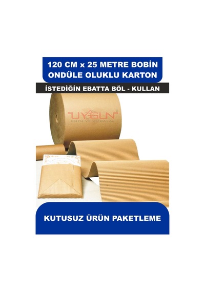 120 Cm X 25 Metre Bobin Ondüle Oluklu Karton, Kargo Kartonu, Paketleme Kartonu 25 Adet