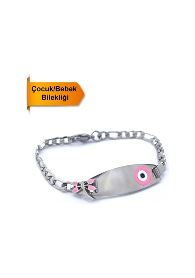Bebek Bileklik Çelik Nazar Bonvuklu Yusufçuk Model Blk-962 Gümüş