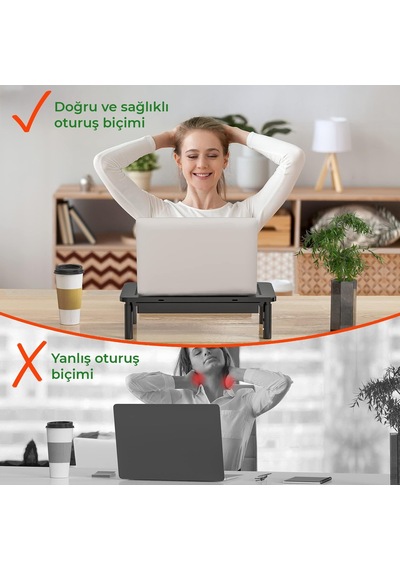 Upway Çekmeceli Metal Laptop & Monitör Standı - Yükseklik Ayarlı 20 Kg Kapasiteli