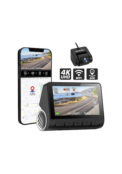 Araç Çift Kamera Seti Wi-fi Dvr 4k Ultra Hd Ön Arka Geniş Açı Akıllı Telefon Bağlantısı Gps Takibi 256gb Sd Kart Twogo Go-4k Gps