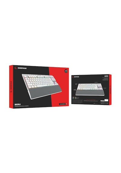 Rampage Beru Beyaz 2.4g + Bt Wireless Red Swıtch Mekanik Gaming Oyuncu Klavye Slim Low Profile Rgb Tkl
