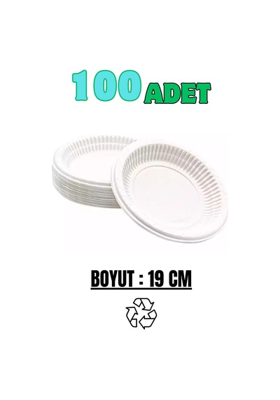 Ekonomik Yuvarlak Plastik Parti Davet Tabağı 100'lü Paket Çap:19cm Beyaz