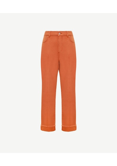 Yargıcı Paça Detaylı Normal Bel Boru Paça Pantolon 25ykpn3008x 085 Kiremit