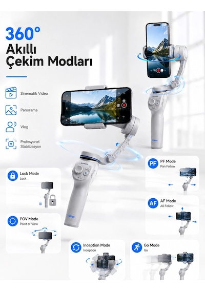 3 Eksen Telefon Sabitleyici Canlı Yayın Vlog Mobil Video Çekimi İçin Profesyonel Gimbal Diğer