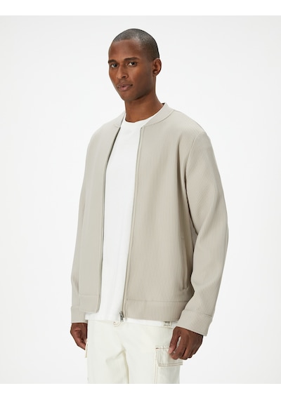 Koton Bomber Ceket Dokulu Fermuarlı Cep Detaylı Taş 4sam50048hw