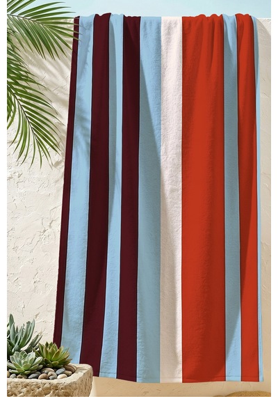 Çizgili Renk Bloklu Modern Plaj Havlusu - Akdeniz Stil Kiremit Mavi Hızlı Kuruyan Mikrofiber Havlu Yağmur Karamel Çizgili Renk Bloklu Modern Plaj Havlusu - Akdeniz Stil Kiremit Mavi Hızlı Kuruyan Mikrofiber Havlu Yağmur Karamel