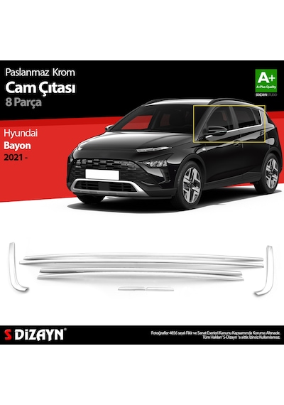 S-Dizayn  Hyundai Bayon Krom Cam Çıtası 8 Prç. 2021 Üzeri
