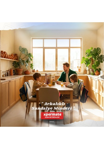 Arkalıklı Sandalye Minderi Oval Bağcıklı Mutfak Bahçe Balkon Minderi Bej