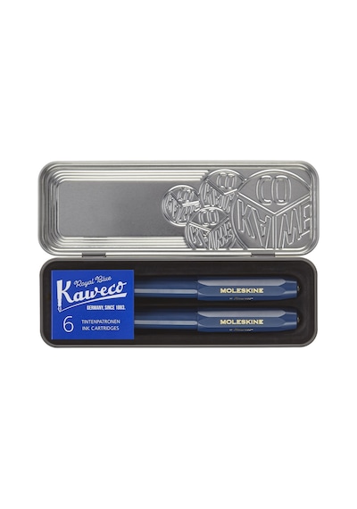 Moleskine X Kaweco Dolma Kalem Ve Tükenmez Kalem Seti Mavi Çok Renkli