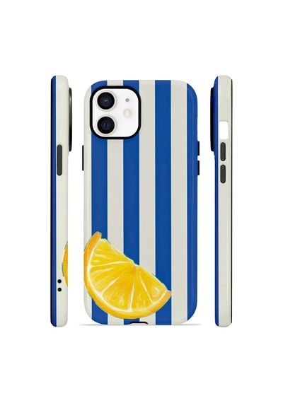 Apple iPhone Uyumlu 11 Vorian Çift Katmanlı Kılıf Lemon Coast Stripe