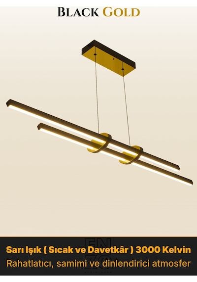 Cosmo 2 Gold Lineer Led Sarkıt Avize Kumandalı Dim Edilebilir Aşağı Işık Sarı Işık