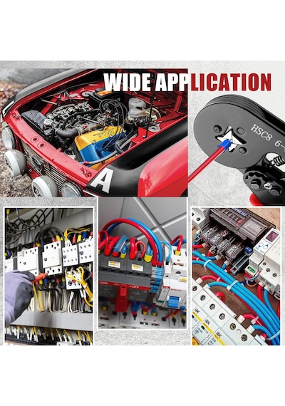 Hpytech Yüksük Sıkma Pensesi Hsc8 6-4a + 1200 Adet İzoleli Kablo Yüksük Seti Elektrikçi Crimp Pensesi Yüksek Pensesi