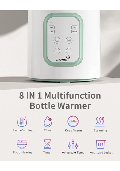 Grownsy 8 i 1 Arada Biberon Isıtıcı Ve Sterilizatör Hızlı Isıtma Besin Koruma Lcd Ekran