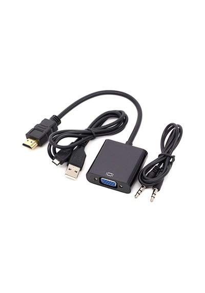 Hdmi To Vga Çevirici Kablo - Uydu Alıcısında Kullanır-Güç Girişli