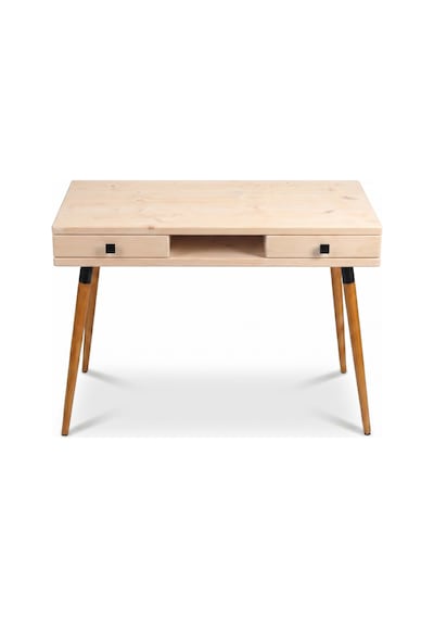 Mobenta Modest Desk: Masif Çalışma & Laptop Masası 2 Çekmece 1 Bölme - 120x60 Bz Krem