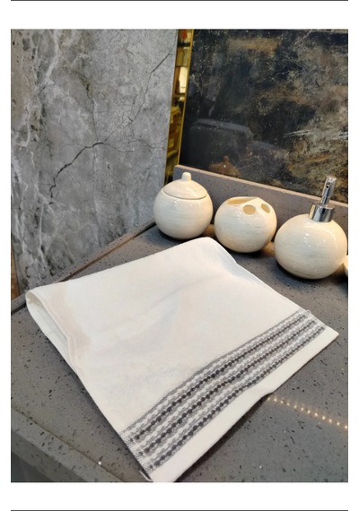 Sher Çi Zgi Li El Havlusu 30x50 Beyaz - Gri