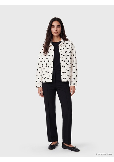 Lcw Vision Ekru Puantiyeli Oversize Kadın Jean Gömlek