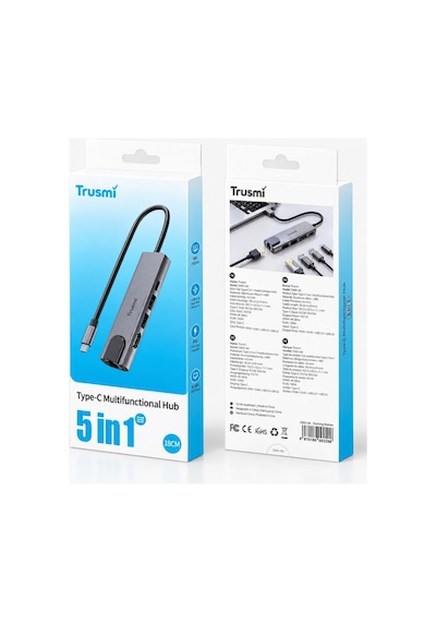 Trusmı Type-c Multifunctional Hub 5 İ 1 Arada Hdmı + Usb 3.0 + Pd Şarj Çoklayıcı Adaptör Macbook, Laptop Uyumlu