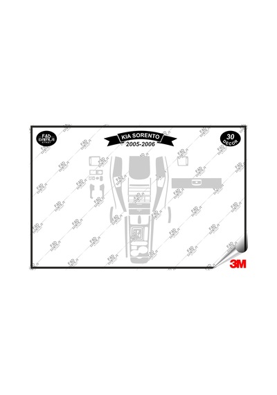 Kıa Sorento 2005-2006 Torpido Konsol Trim Göğüs Maun Kaplama Set 30 Parça Gümüş Renk