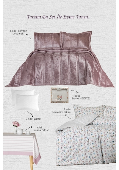 Elart Fancy Kombin Set Gülkurusu Gül Kurusu