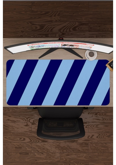 Mavi Lacivert 90x40 Xxl Taraftar Gaming Oyuncu Mouse Pad Kaymaz Taban Büyük Fare Altlığı Şerit