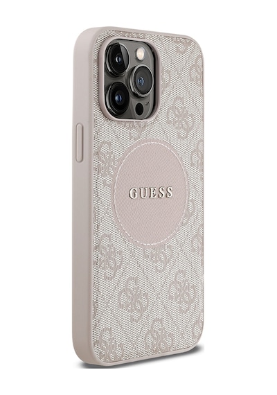 Apple Uyumlu iPhone 14 Pro Max Kılıf Guess Lisanslı M-safe Şarj Özellikli Yazı Logolu Circle Classic Kapak Pembe