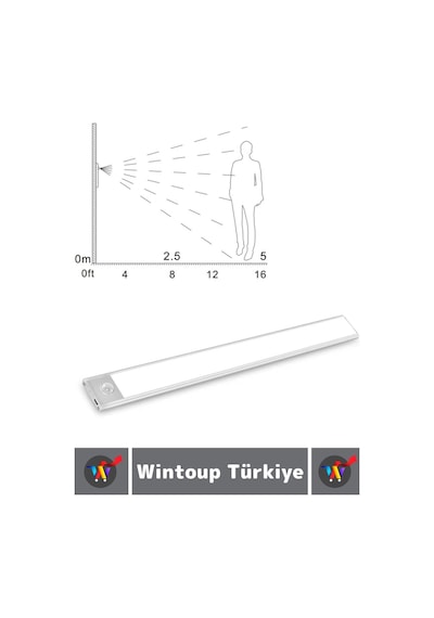 Premium Ev Oda Dolap İçi Çocuk Odası Gece Lambası Şarjlı Mıknatıslı Sensörlü Lamba 43 Cm Çok Renkli